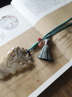 [观心]和田玉神人面首玉佩手把件