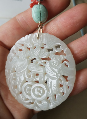 明清款和和美美在眼前玉坠项链