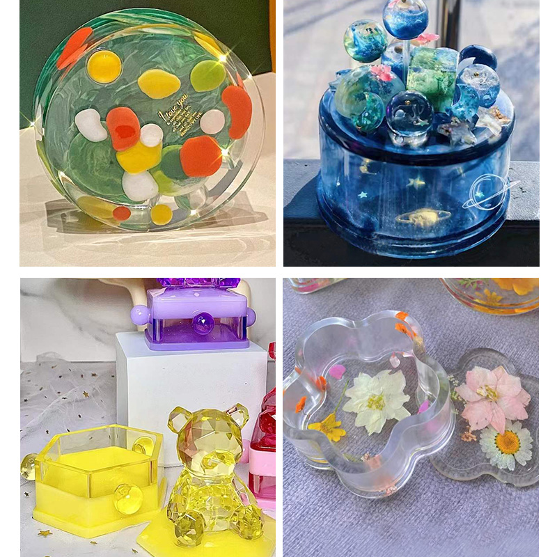 水晶滴胶猫爪收纳盒模具环氧树脂滴胶材料diy首饰口红文具收纳盒 - 图2
