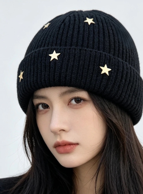 星星女秋冬保暖护耳针织帽