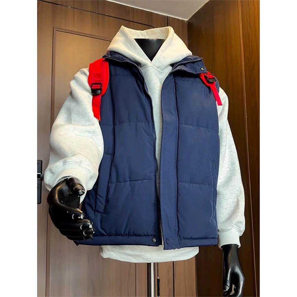 藏蓝色美式羽绒马甲男款秋冬叠穿无袖外穿坎肩背心青少年棉服外套,淘宝优惠券,粉丝福利购,淘宝优惠卷