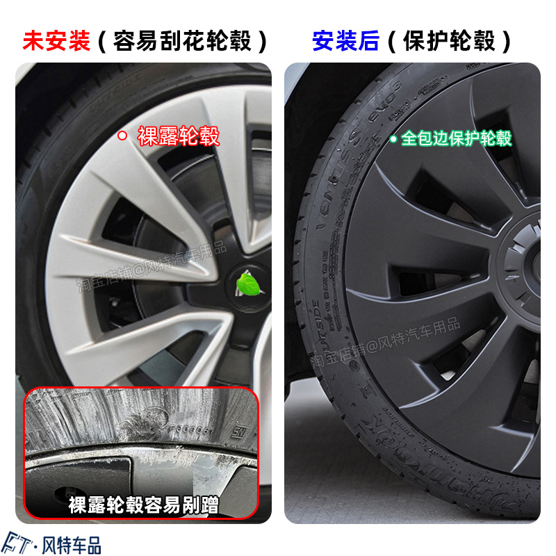 适用于21款特斯拉model3轮毂盖罩装饰保护圈19寸旋风改装配件包边 - 图2