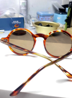 石头镜圆形男天然水晶遮阳太阳镜