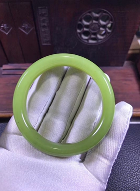 析木黄绿河磨玉手镯53圈口42克玉质细腻油润色泽清新自然一手货源