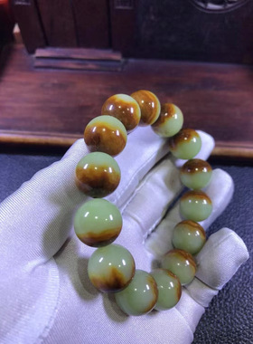 河磨玉手串颗颗带皮析木河磨玉精品原生态 东西精致性价比高