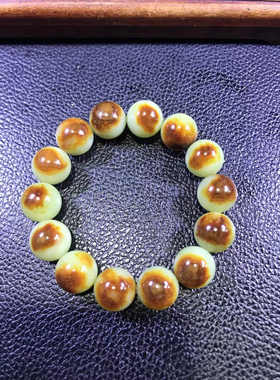 天然析木河磨玉手链圆珠手串和田玉东北籽料男士手串大珠子86克