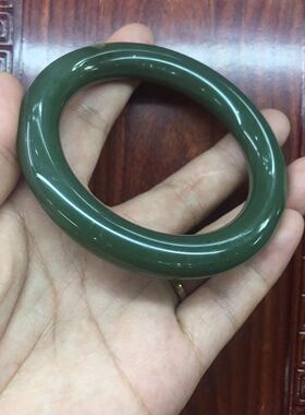 析木绿河磨玉手镯复古圆条镯岫岩玉精品女款带皮规格56口径厂直销