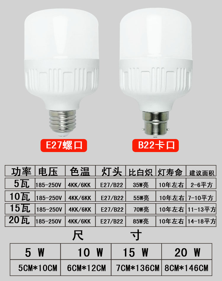 led电灯泡3w家用超亮节能灯18W挂钩b22老式卡口挂口挂丝插口球泡 - 图1