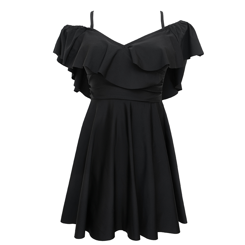 泳衣女一字肩连体裙式200斤胖mm学生ins遮肚显瘦温泉保守大码泳装,淘宝优惠券,粉丝福利购,淘宝优惠卷