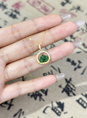 翡翠纯银佛公笑面弥勒佛吊坠