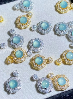 蓝水翡翠冰种锁骨链新中式礼盒