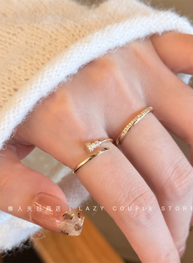 显手细简约精致钉子满钻叠戴戒指