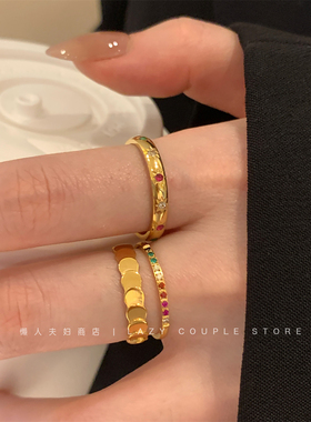 叠戴神器~钛钢不掉色彩虹戒指