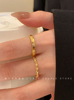 麻花扭结戒指女极简小众轻奢