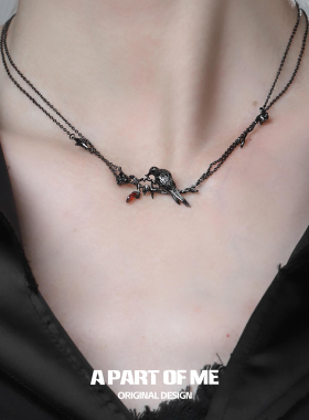 925纯银不掉色乌鸦项链原创小众设计玫瑰双层高级感暗黑风锁骨链