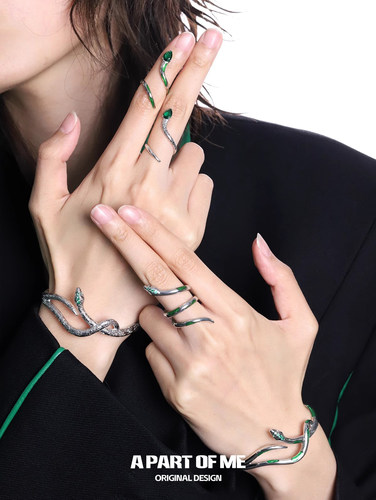 超帅！原创无性别斯莱特林绿蛇手镯高级冷淡风手环手链情侣 - 图0