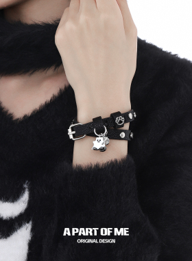 亚比风文化朋克小猫原创手环项圈两用甜酷小众设计手链y2k配饰