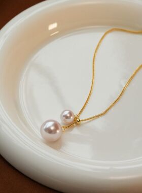 曼塔玫瑰紫珠双珠抽拉项链气质百搭简约小众颈链