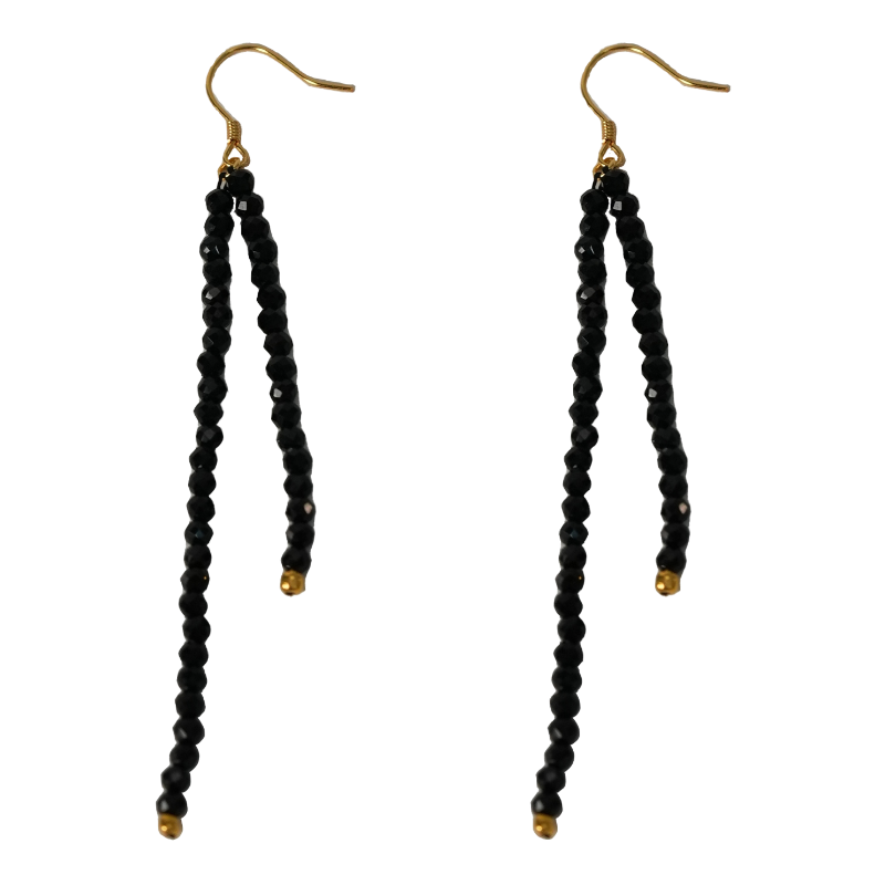 丽沁 925银仿水晶耳饰 小众设计感黑色切面珠流苏耳钩女气质耳环,淘宝优惠券,粉丝福利购,淘宝优惠卷