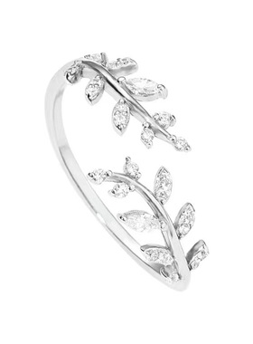 s925纯银橄榄枝戒指女气质轻奢高级感可调开口指环森系尾戒