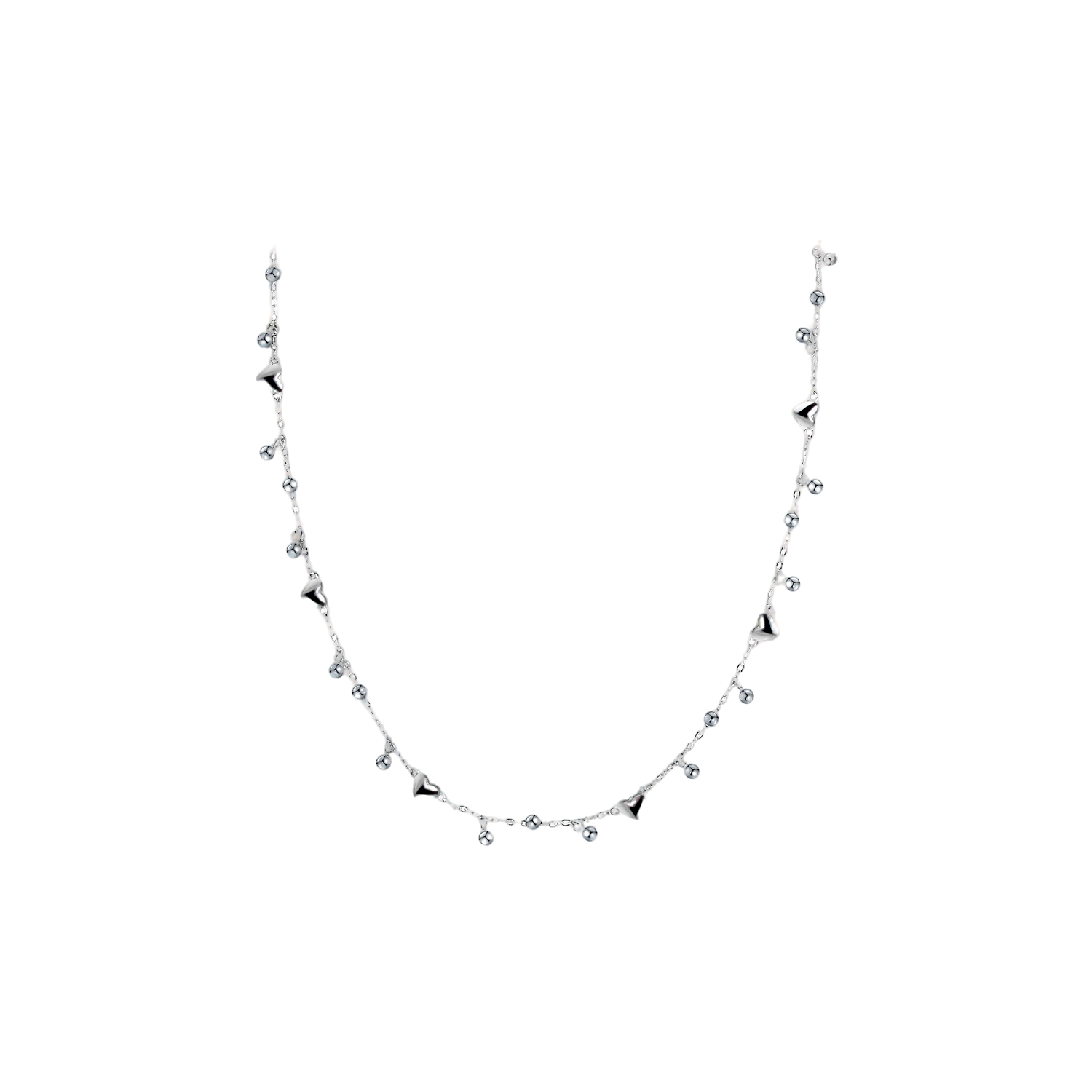 爱心圆珠银项链简约精致轻奢高级感锁骨链 - 图3