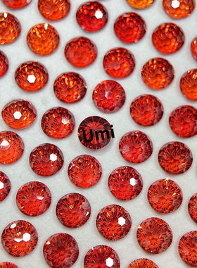 石榴红锆烟花切圆形尖底裸石 高碳钻美甲耳钉配钻梧州 CZ 宝石