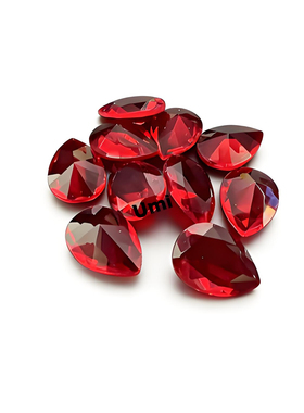 梨形大红色玻璃闪钻裸石 水滴形仿红宝石美甲 DIY 饰品配石
