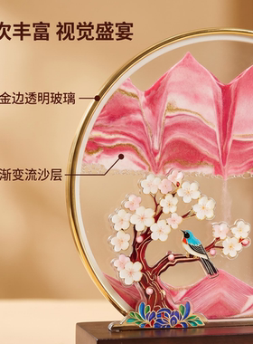 5D大号实木桃花源林流沙画摆件办公室摆件送女友礼物创意高档礼物