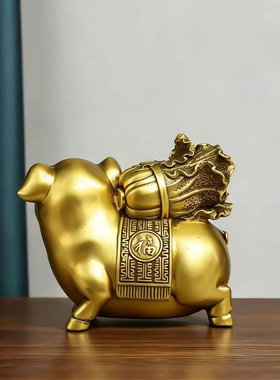 黄铜百财金猪摆件生肖猪富贵猪