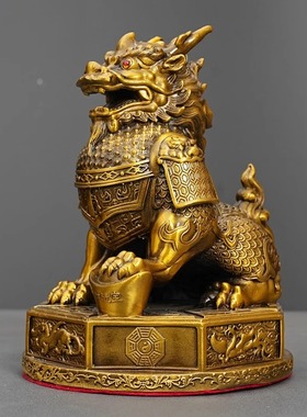 铜麒麟摆件一对八卦麒麟家居客厅入户玄关办公室桌面装饰礼品开业