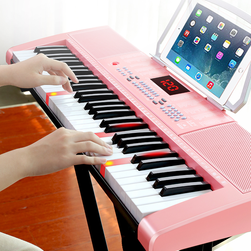 美科女孩粉色电子琴成年人儿童初学入门61键多功能幼师智能电钢琴 - 图3