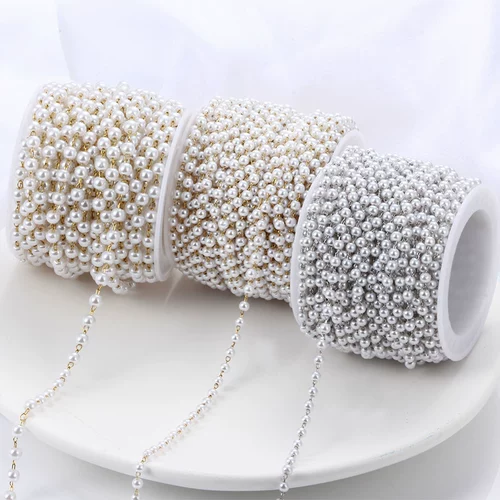 Цепь из нержавеющей стали из жемчуга, ожерелье и браслет, серьги, модный аксессуар, золотая цепочка, DIY, простой и элегантный дизайн