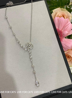 纯银山茶花项链高级感