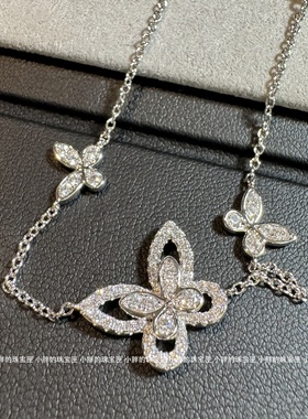 纯银蝴蝶幻影满钻项链