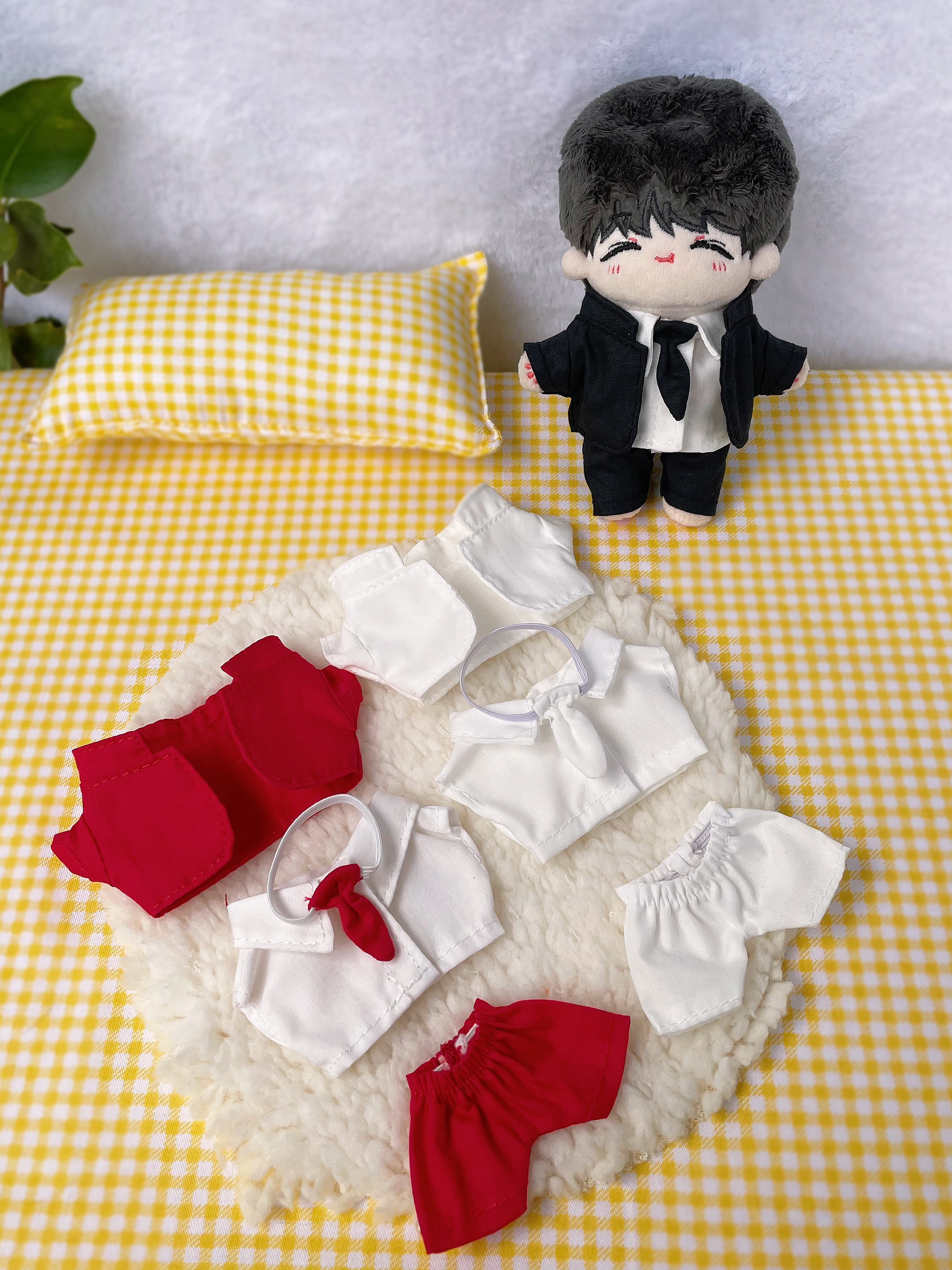 10cm娃衣棉花娃娃海星体正常体衣服西装衬衫领带外套换装娃娃现货 - 图1