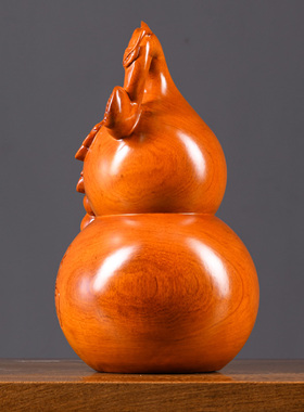 花梨实木质雕刻胖葫芦摆件家居客厅办公桌面玄关装饰送礼工艺品