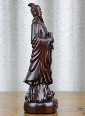 实木雕刻范蠡神像黑檀文财神