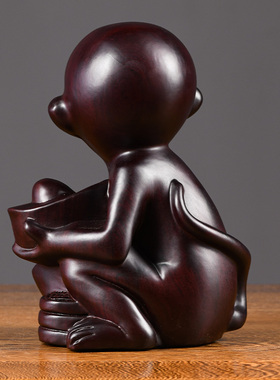 生肖猴办公室风水送礼黑檀木雕