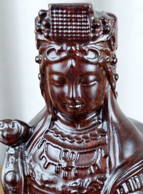 黑檀木雕妈祖天妃海神供奉摆件