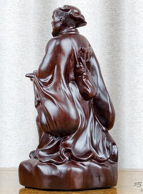 黑檀实木雕刻鲁班祖师爷站像