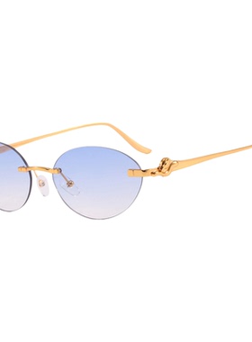 无框切边椭圆2026新款防晒墨镜