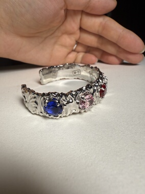 1.5克拉培育宝石银手镯