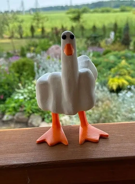 新款Du You创意中指鸭装饰品摆件中指雕像树脂工艺品摆件