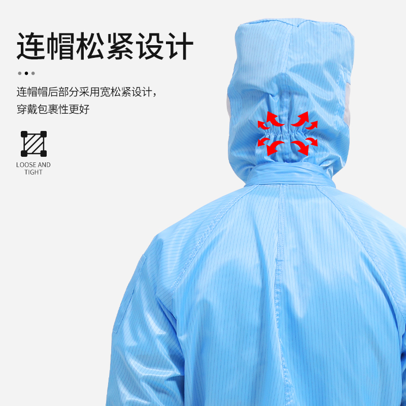 防静电连帽连体工作服一体式喷漆服防护服无尘服食品厂车间洁净服 - 图2