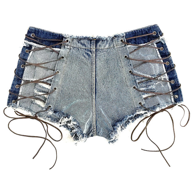 Ds dancing rope shorts lace up jeans showing buttocks