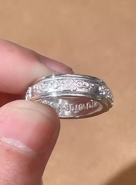 泰北佛系牌情侣礼物特色经文招财戒指古巴阿里雅查转动好运指环潮