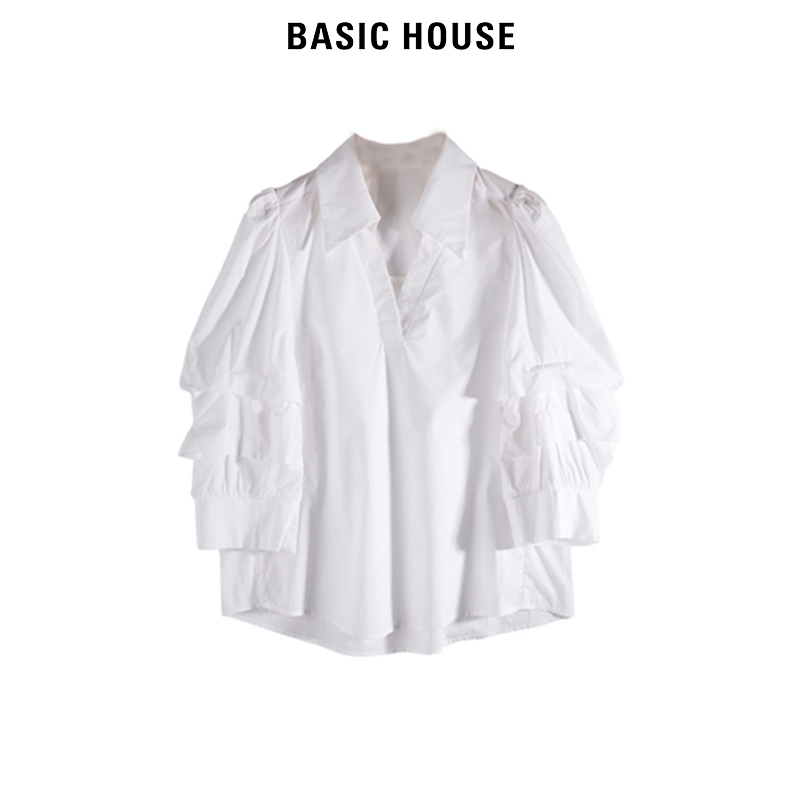 Basic House/百家好套装女上衣牛仔短裤百搭宽松显瘦时尚韩版气质