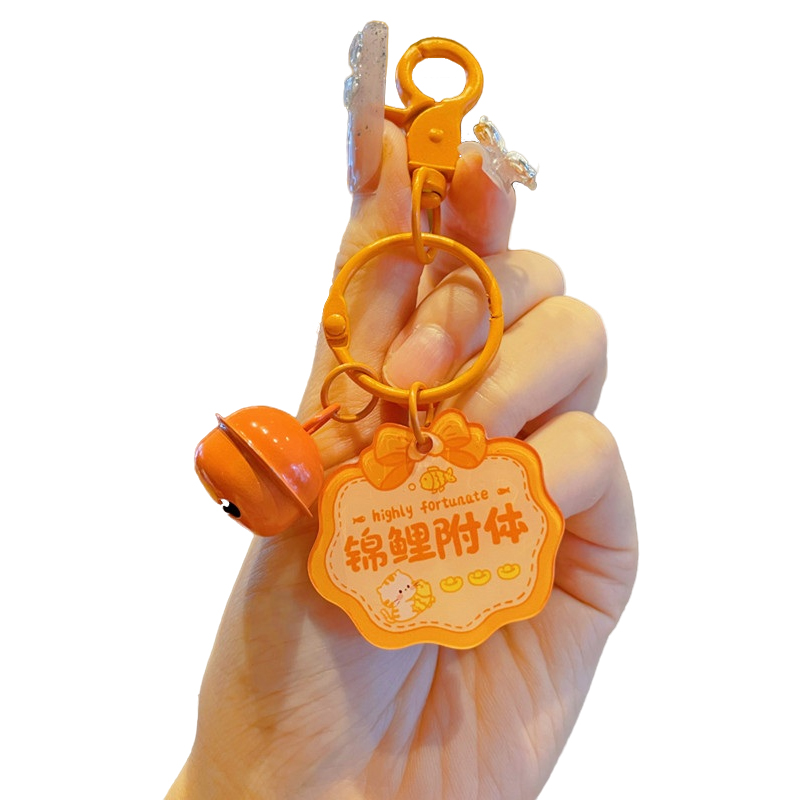 亚克力钥匙扣锦鲤附体霉运退散蝴蝶结字牌仙女搬砖DIY配件包挂件 - 图3