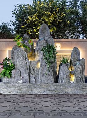 大型假山流水喷泉鱼池室内户外阳台客厅庭院山水瀑布水景造景摆件