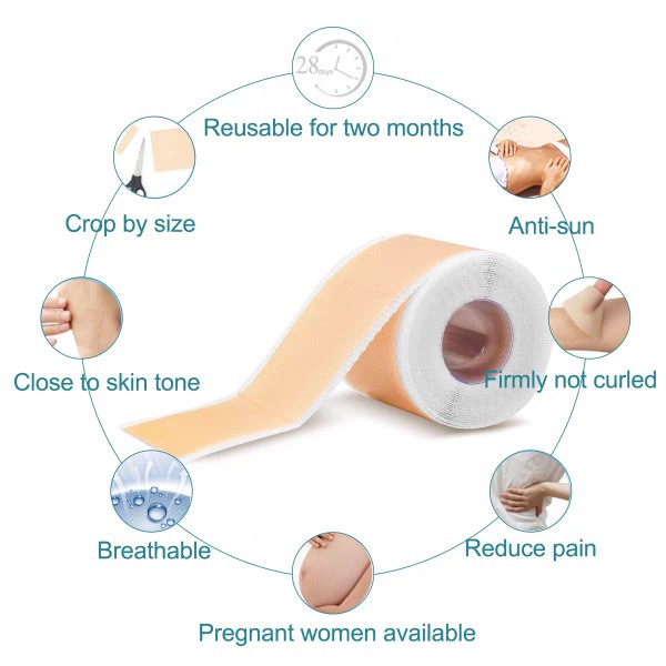 ELAIMEI硅酮凝胶疤痕贴卷大隐形遮盖剖腹产手术后美肤色修复皮3米 - 图1